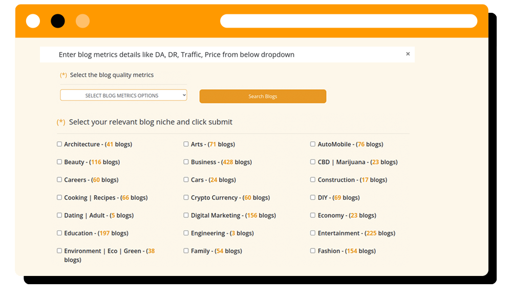 Wide Range of Niche List
